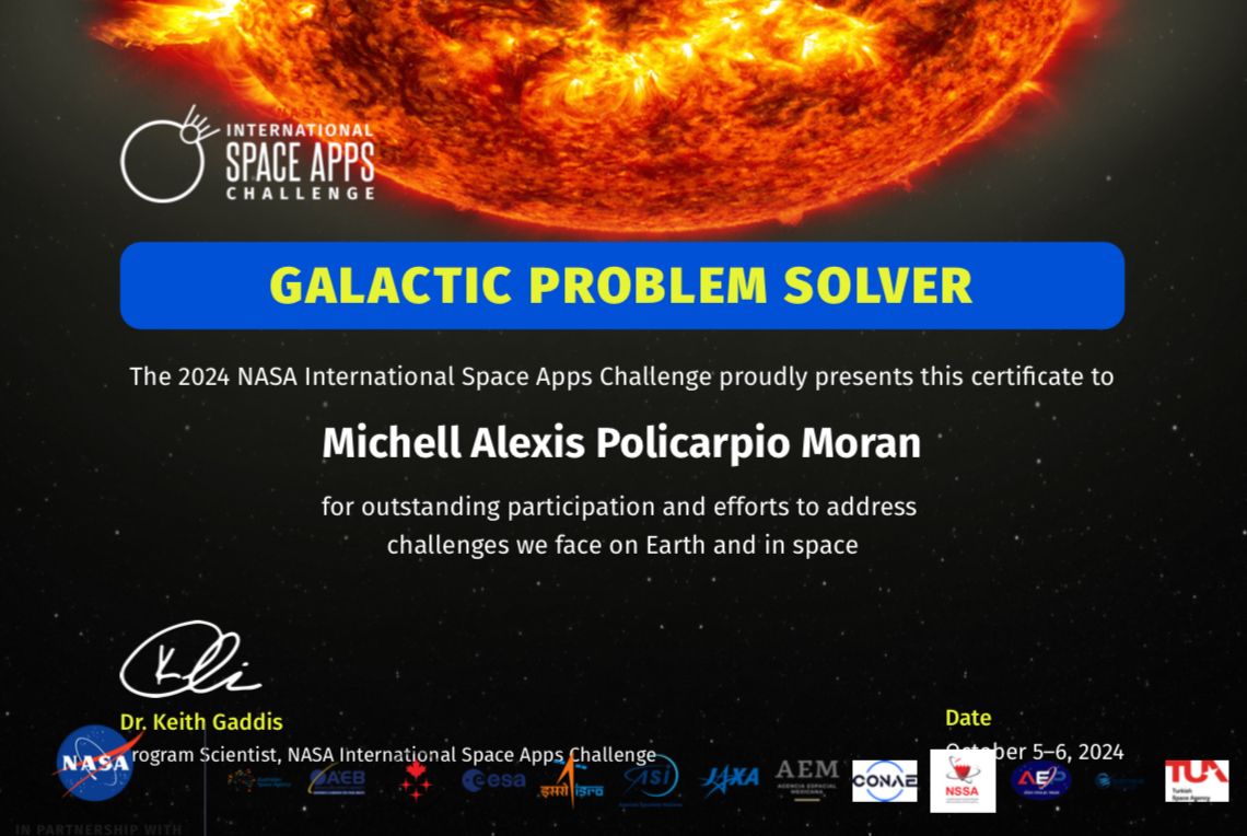 Certificado NASA Space Apps Challenge